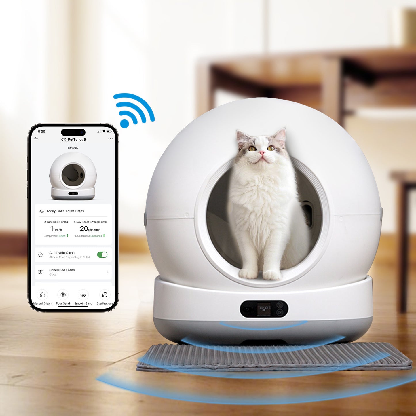 Sizzely Smart Cat litter Box, Zelfreinigende kattenbak
