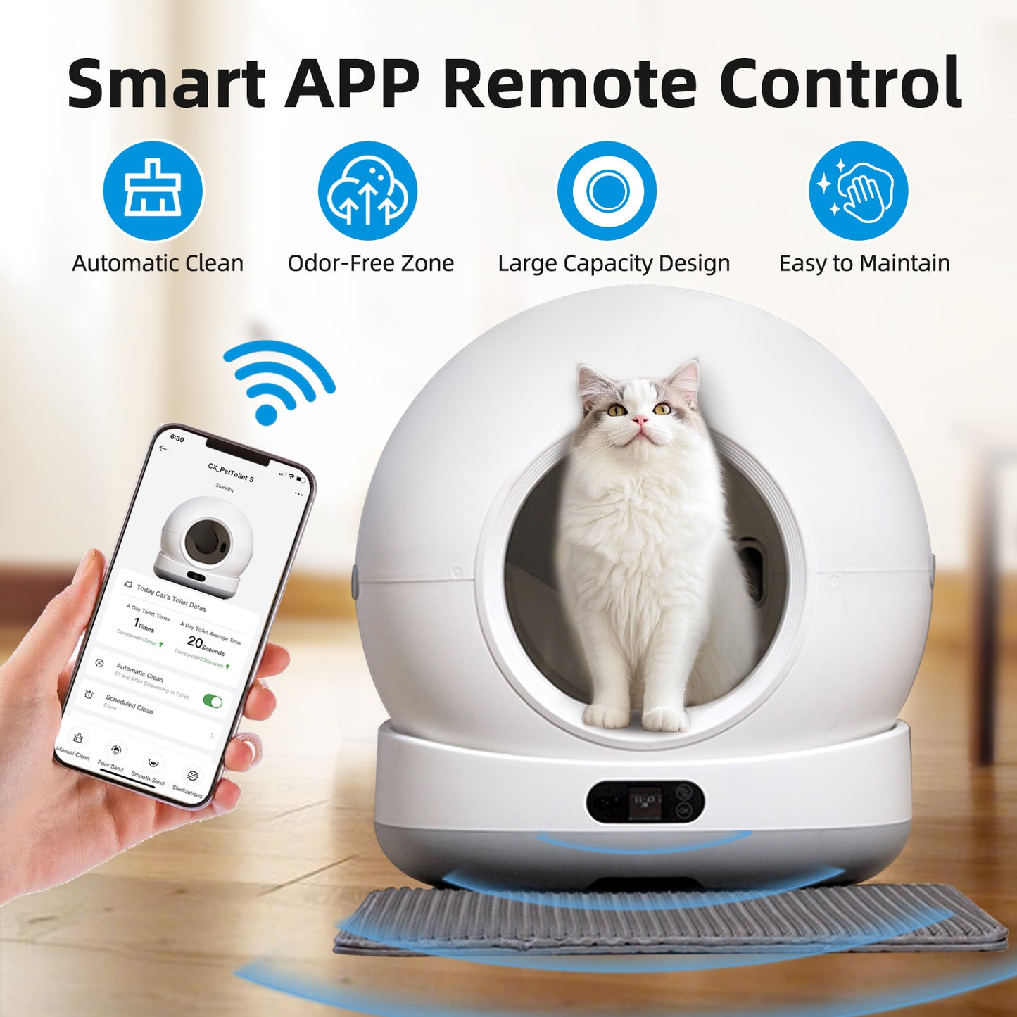 Sizzely Smart Cat litter Box, Zelfreinigende kattenbak